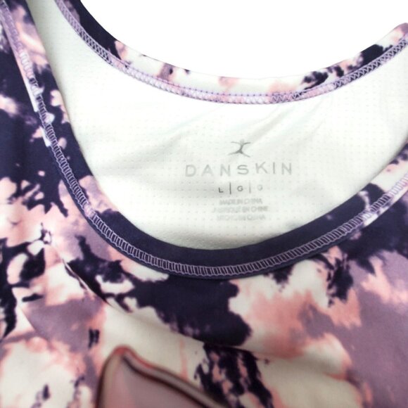 Danskin Crackle Sprts Bra Dusted Lilac Sz L Purple Pink 4 Way Stretch Longline - Picture 2 of 9